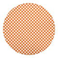 Orange And White Checkered Pattern Print Round Blanket