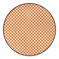 Orange And White Checkered Pattern Print Round Floor Mat