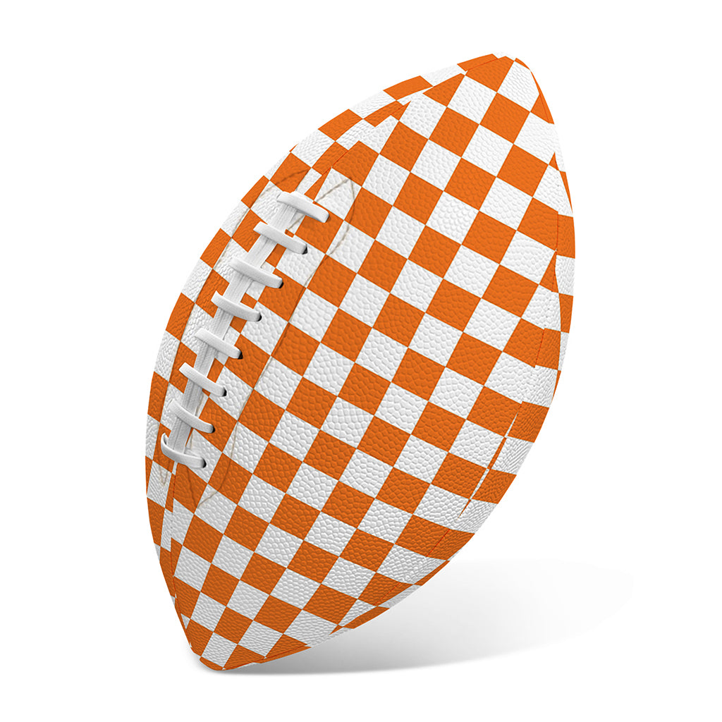 Orange And White Checkered Pattern Print Rugby Ball