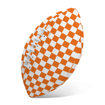Orange And White Checkered Pattern Print Rugby Ball