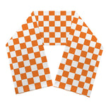 Orange And White Checkered Pattern Print Scarf