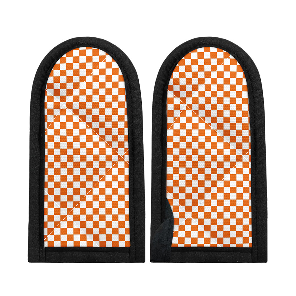 Orange And White Checkered Pattern Print Skillet Handle Cover