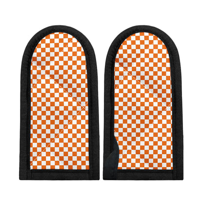 Orange And White Checkered Pattern Print Skillet Handle Cover