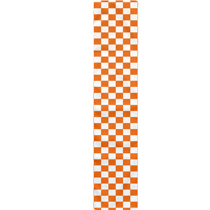 Orange And White Checkered Pattern Print Table Runner