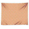 Orange And White Checkered Pattern Print Tapestry