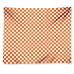 Orange And White Checkered Pattern Print Tapestry