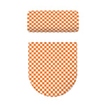 Orange And White Checkered Pattern Print Toilet Lid And Tank Cover Set