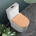 Orange And White Checkered Pattern Print Toilet Lid Cover