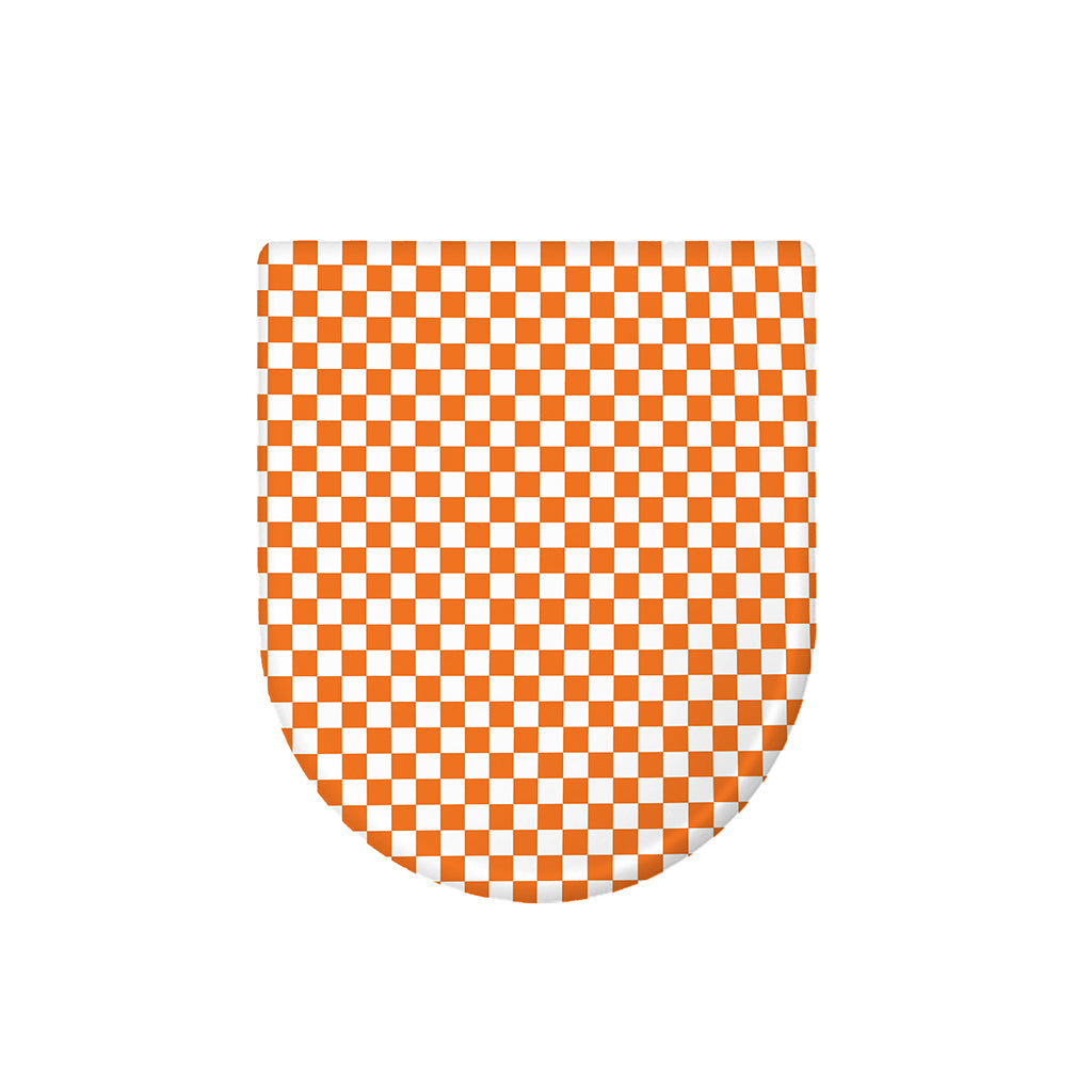 Orange And White Checkered Pattern Print Toilet Lid Cover