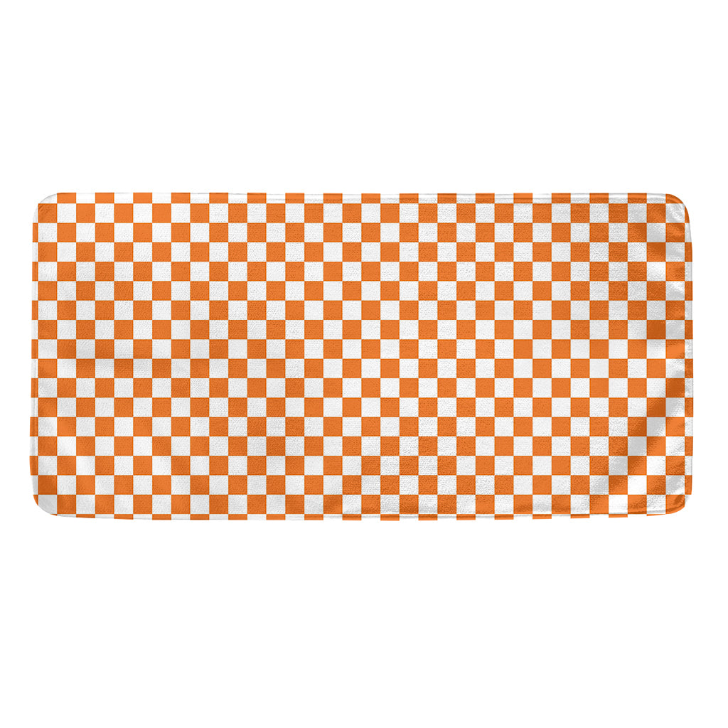 Orange And White Checkered Pattern Print Towel