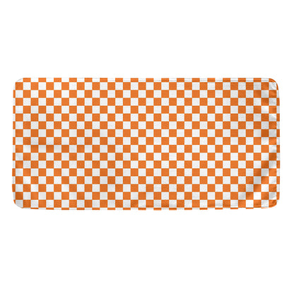 Orange And White Checkered Pattern Print Towel