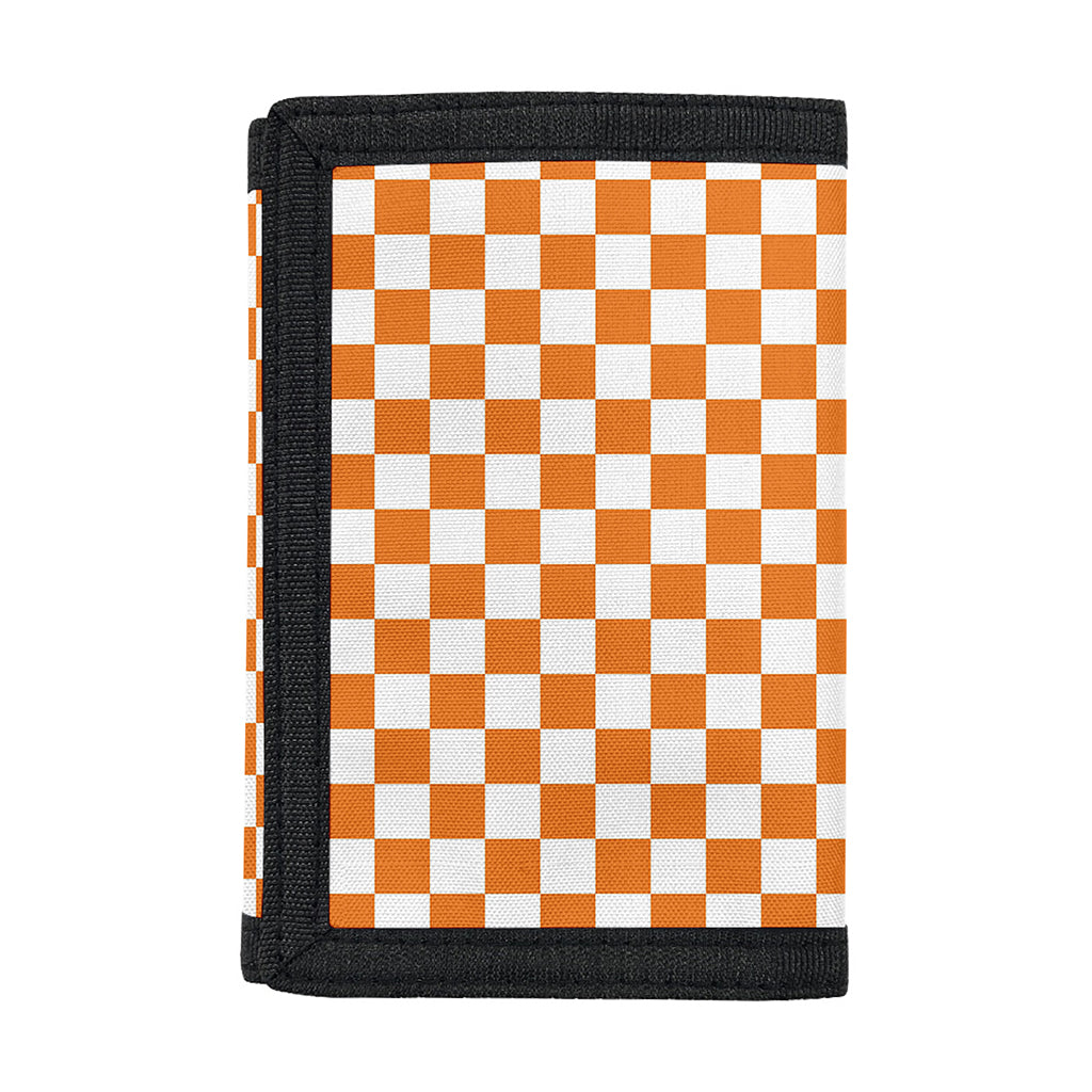 Orange And White Checkered Pattern Print Trifold Wallet