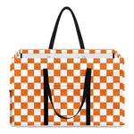 Orange And White Checkered Pattern Print Utility Tote Bag
