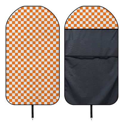 Orange And White Checkered Pattern Print Waterproof Car Seat Cover