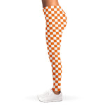 Orange And White Checkered Pattern Print Women's Leggings