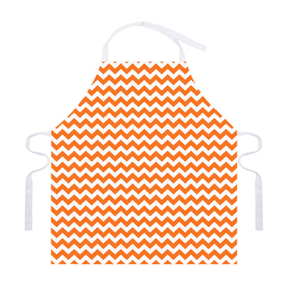 Orange And White Chevron Pattern Print Adjustable Apron