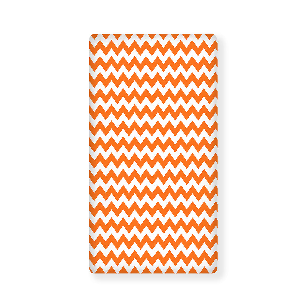 Orange And White Chevron Pattern Print Baby Crib Sheet