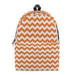Orange And White Chevron Pattern Print Backpack
