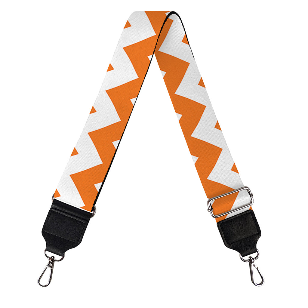 Orange And White Chevron Pattern Print Bag Strap