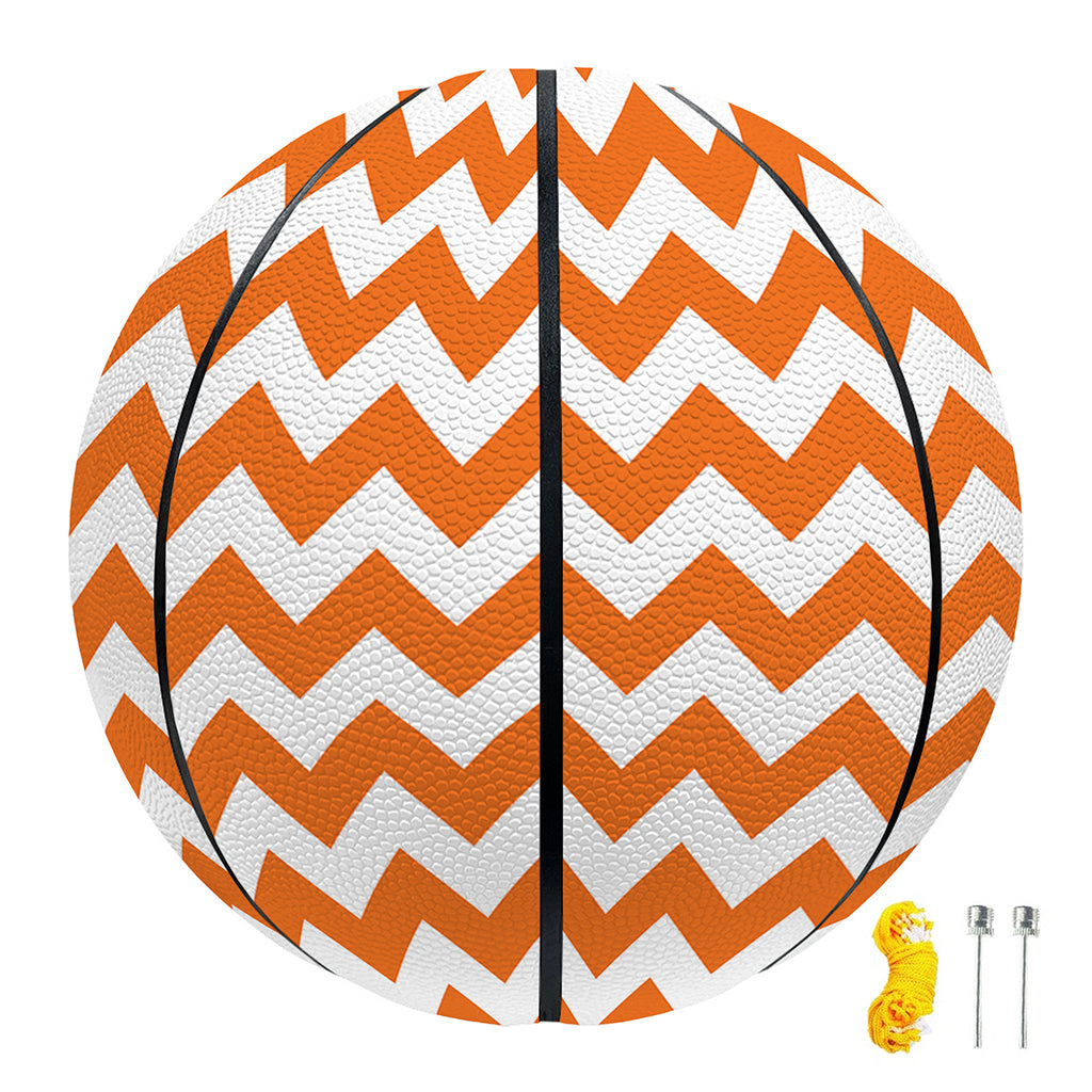 Orange And White Chevron Pattern Print Basketball