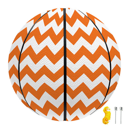 Orange And White Chevron Pattern Print Basketball