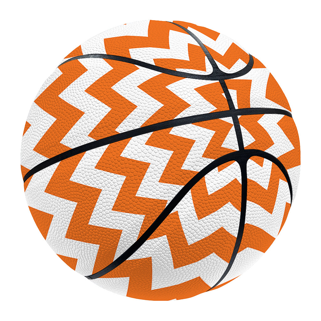 Orange And White Chevron Pattern Print Basketball
