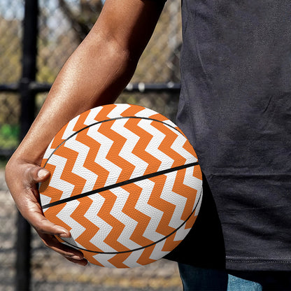 Orange And White Chevron Pattern Print Basketball
