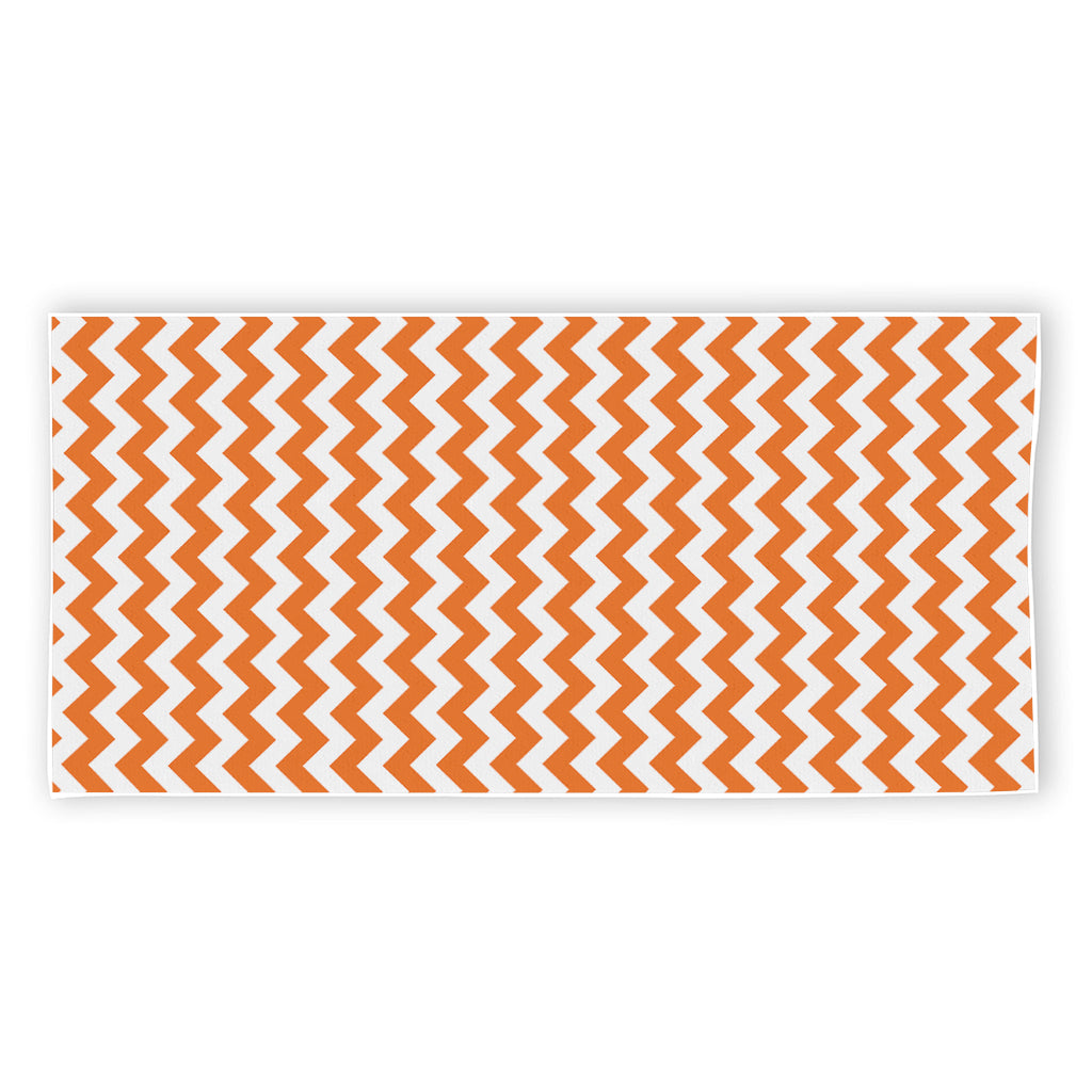 Orange And White Chevron Pattern Print Beach Towel
