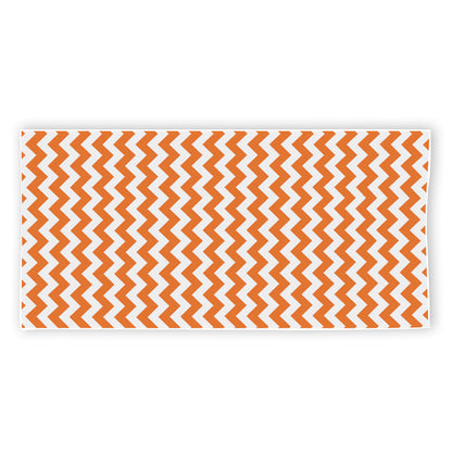 Orange And White Chevron Pattern Print Beach Towel