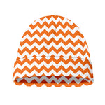 Orange And White Chevron Pattern Print Beanie
