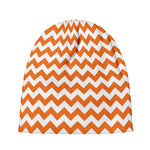 Orange And White Chevron Pattern Print Beanie
