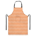 Orange And White Chevron Pattern Print Bib Apron With Pocket