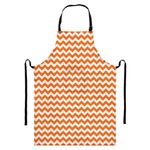 Orange And White Chevron Pattern Print Bib Apron With Pocket