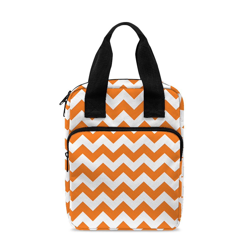 Orange And White Chevron Pattern Print Bible Tote Bag