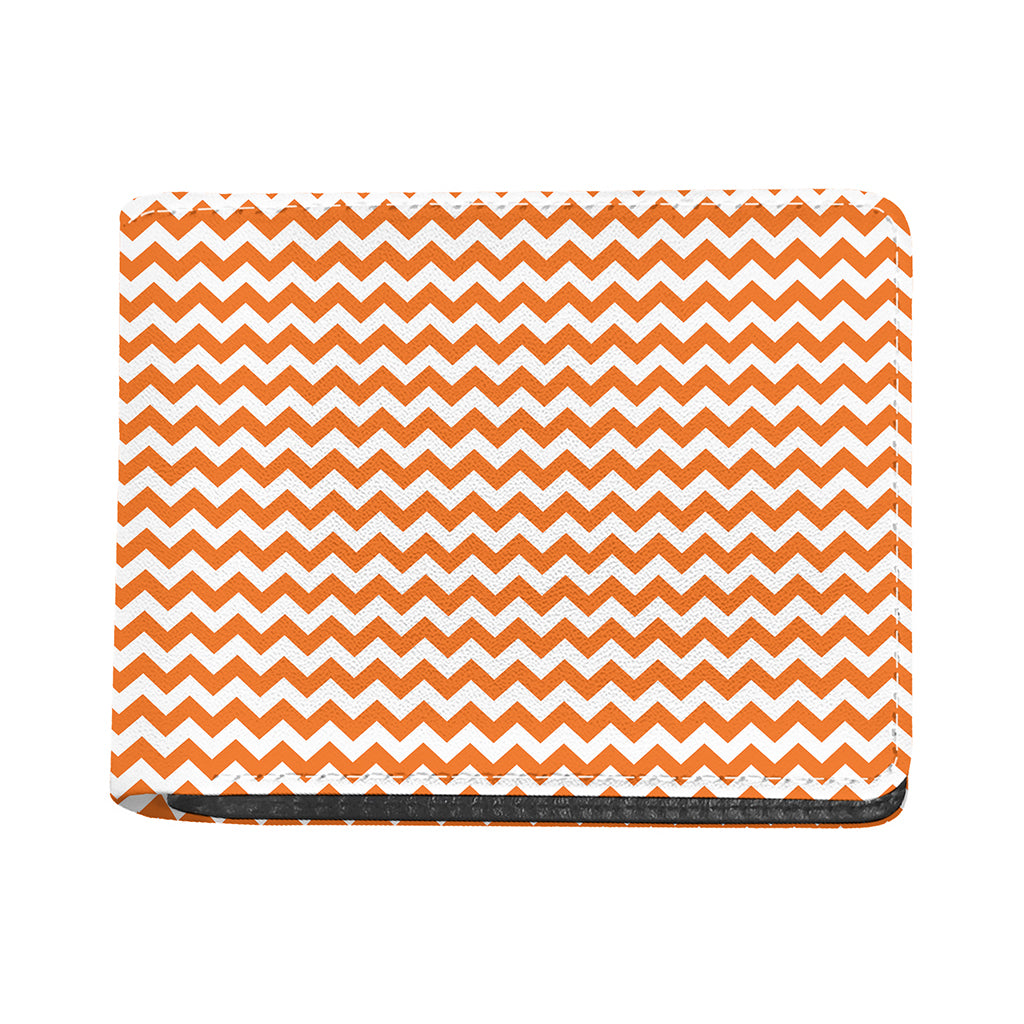 Orange And White Chevron Pattern Print Bifold Wallet
