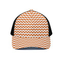 Orange And White Chevron Pattern Print Black Mesh Trucker Hat