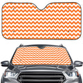 Orange And White Chevron Pattern Print Car Windshield Sun Shade