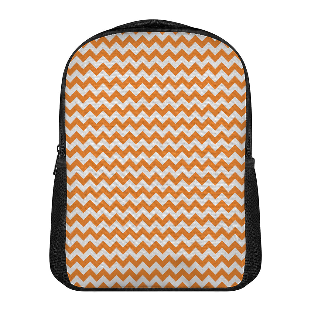 Orange And White Chevron Pattern Print Casual Backpack