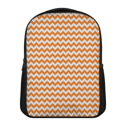 Orange And White Chevron Pattern Print Casual Backpack
