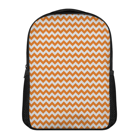 Orange And White Chevron Pattern Print Casual Backpack