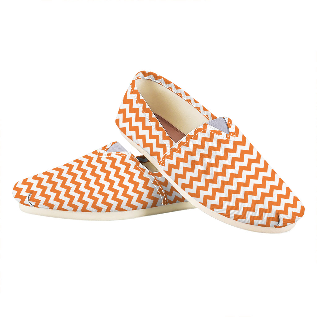 Orange And White Chevron Pattern Print Casual Shoes