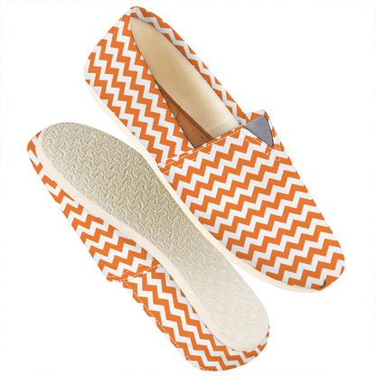 Orange And White Chevron Pattern Print Casual Shoes