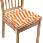 Orange And White Chevron Pattern Print Chair Cushion Cover