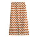 Orange And White Chevron Pattern Print Cotton Front Slit Maxi Skirt