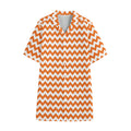 Orange And White Chevron Pattern Print Cotton Hawaiian Shirt