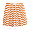 Orange And White Chevron Pattern Print Cotton Shorts