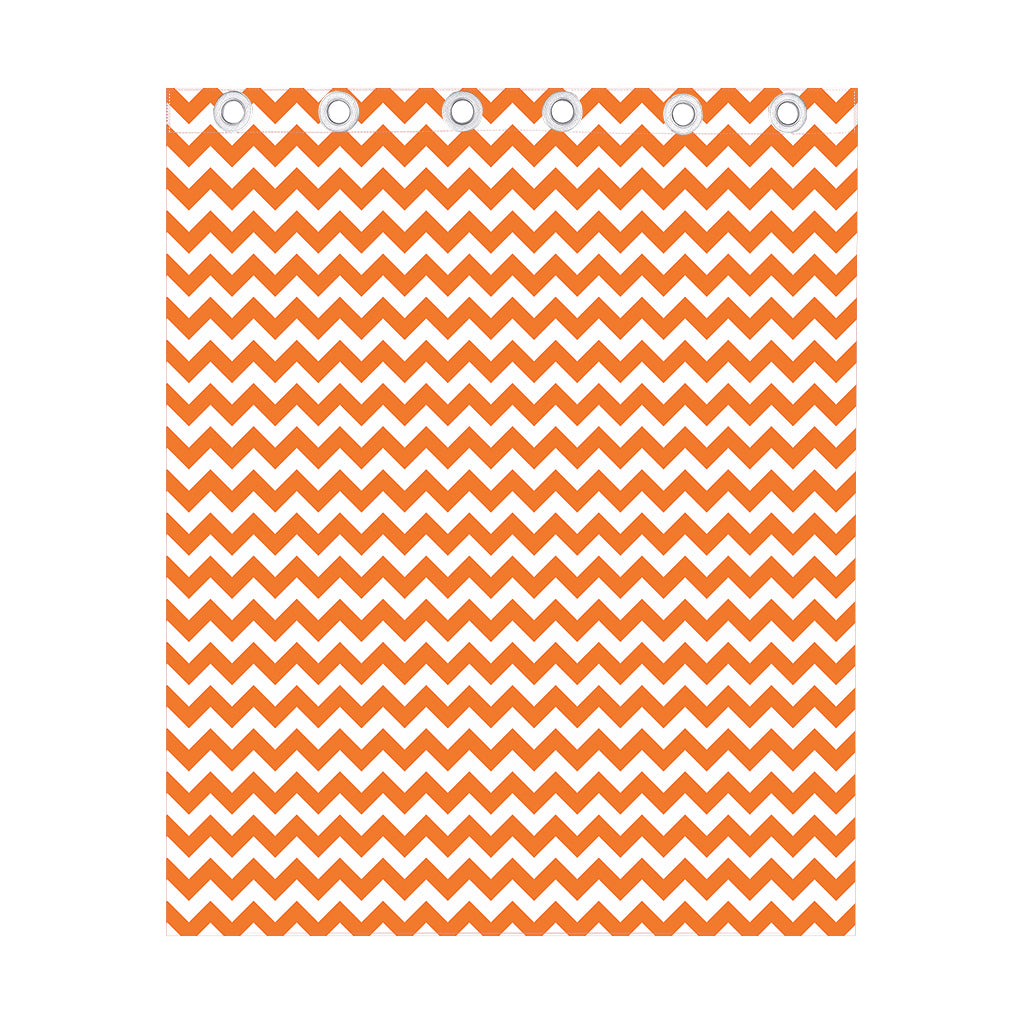 Orange And White Chevron Pattern Print Curtain