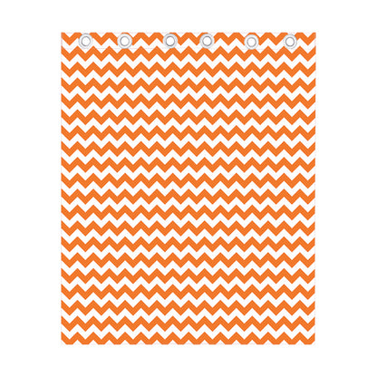 Orange And White Chevron Pattern Print Curtain