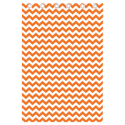Orange And White Chevron Pattern Print Curtain