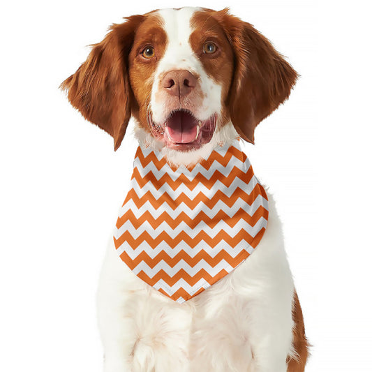 Orange And White Chevron Pattern Print Dog Bandana
